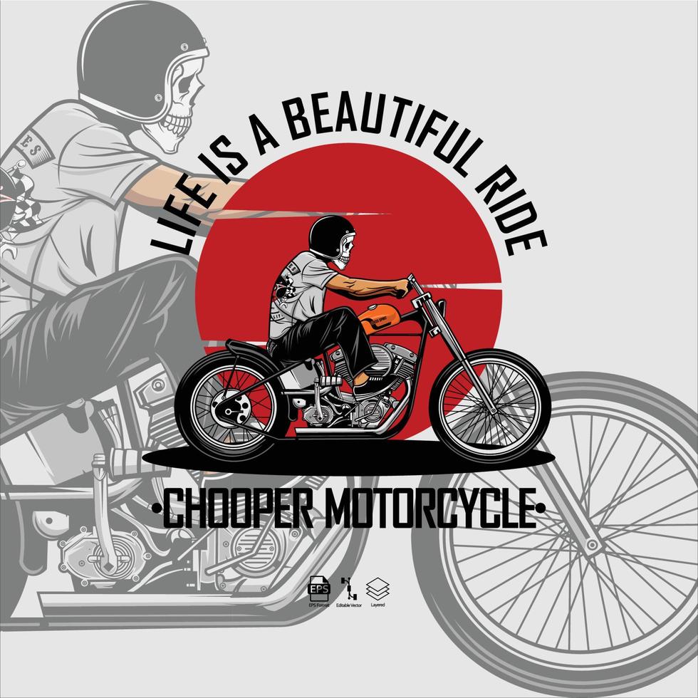 ilustración de motocicleta chooper con un fondo gris vector