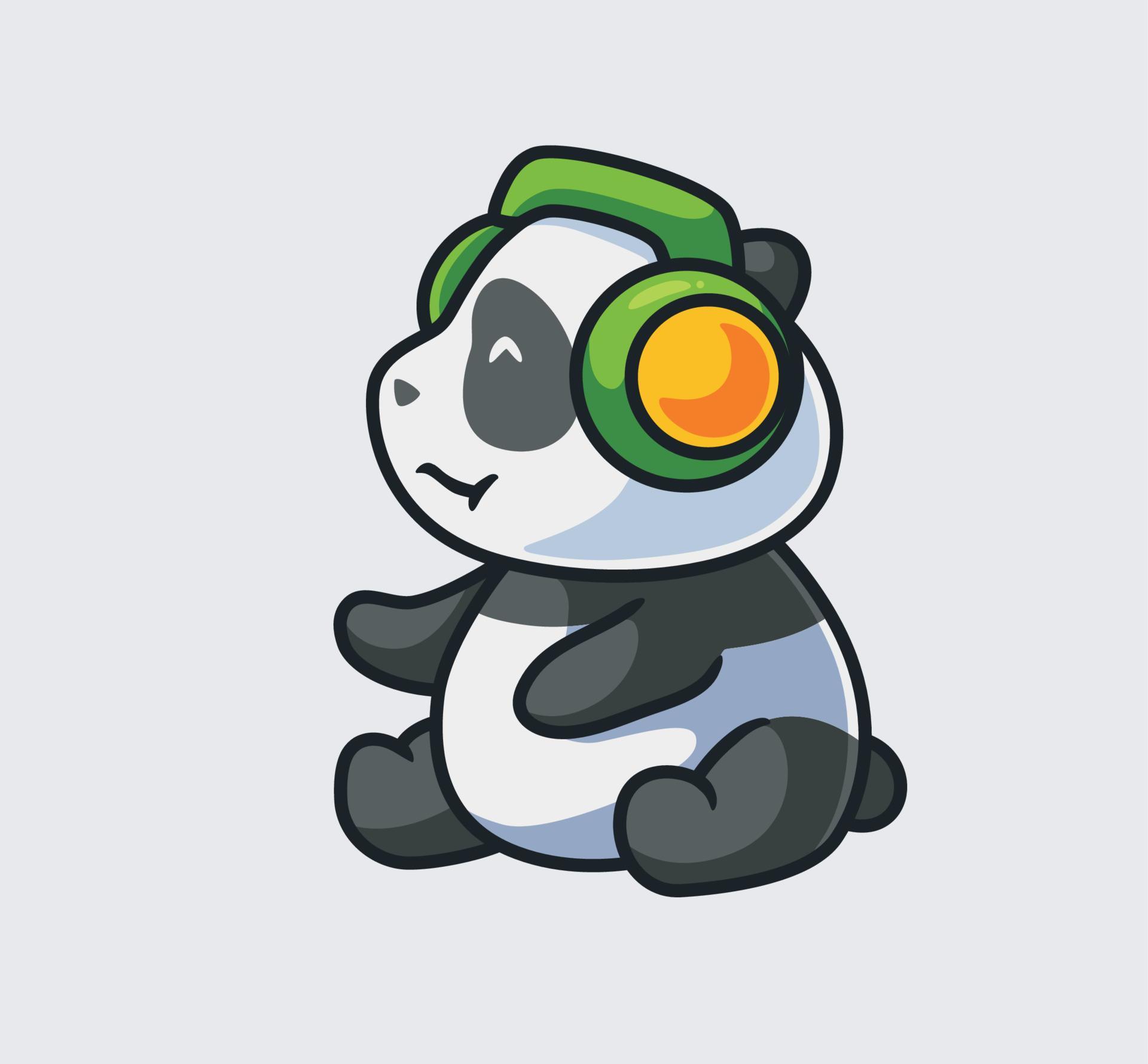 cute panda listening a music 11467818 Vector Art at Vecteezy