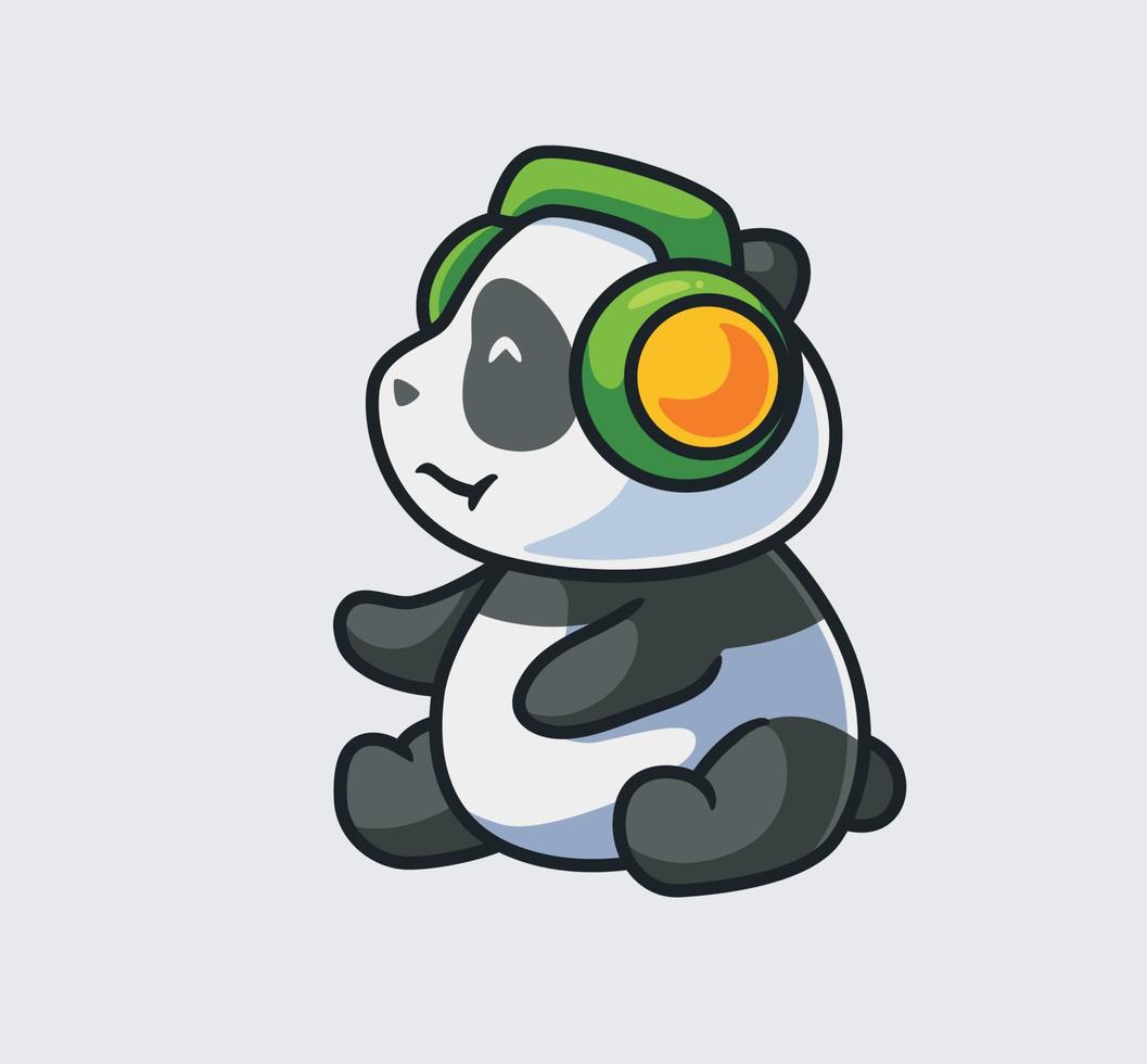 cute panda listening a music vector