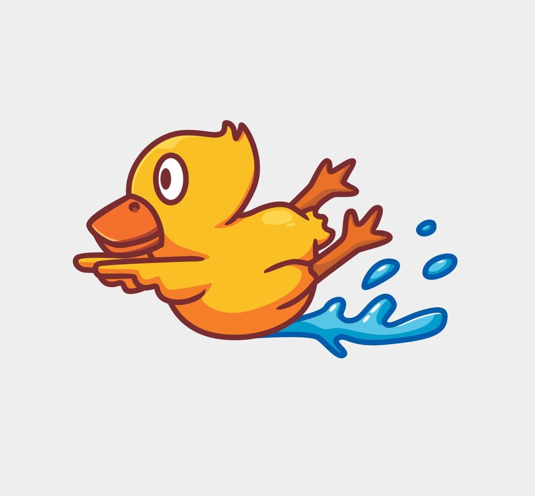 cute yellow duck skating in a water vector