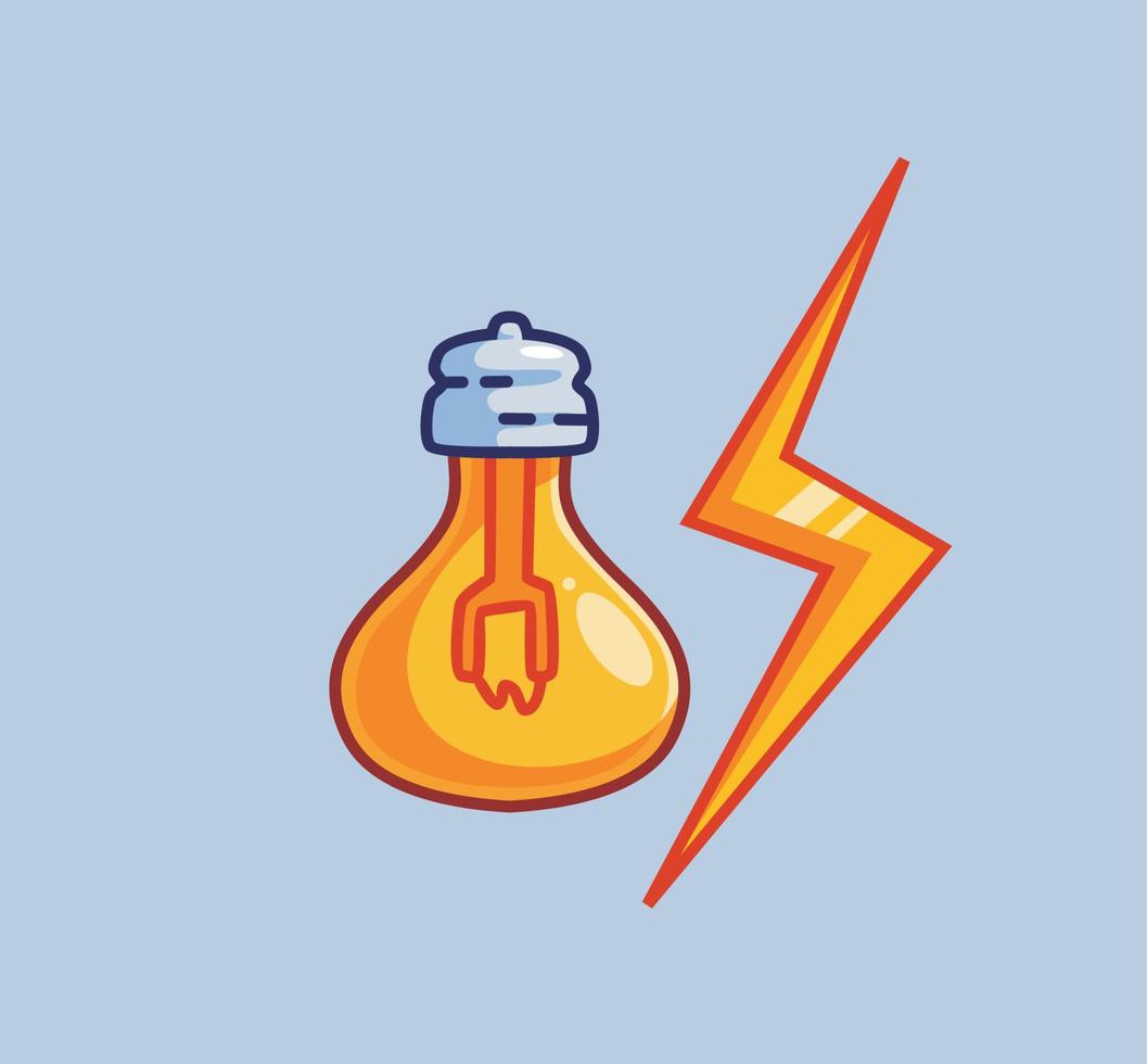 linda lámpara de bombilla y una idea de tormenta. objeto de dibujos animados aislado vector