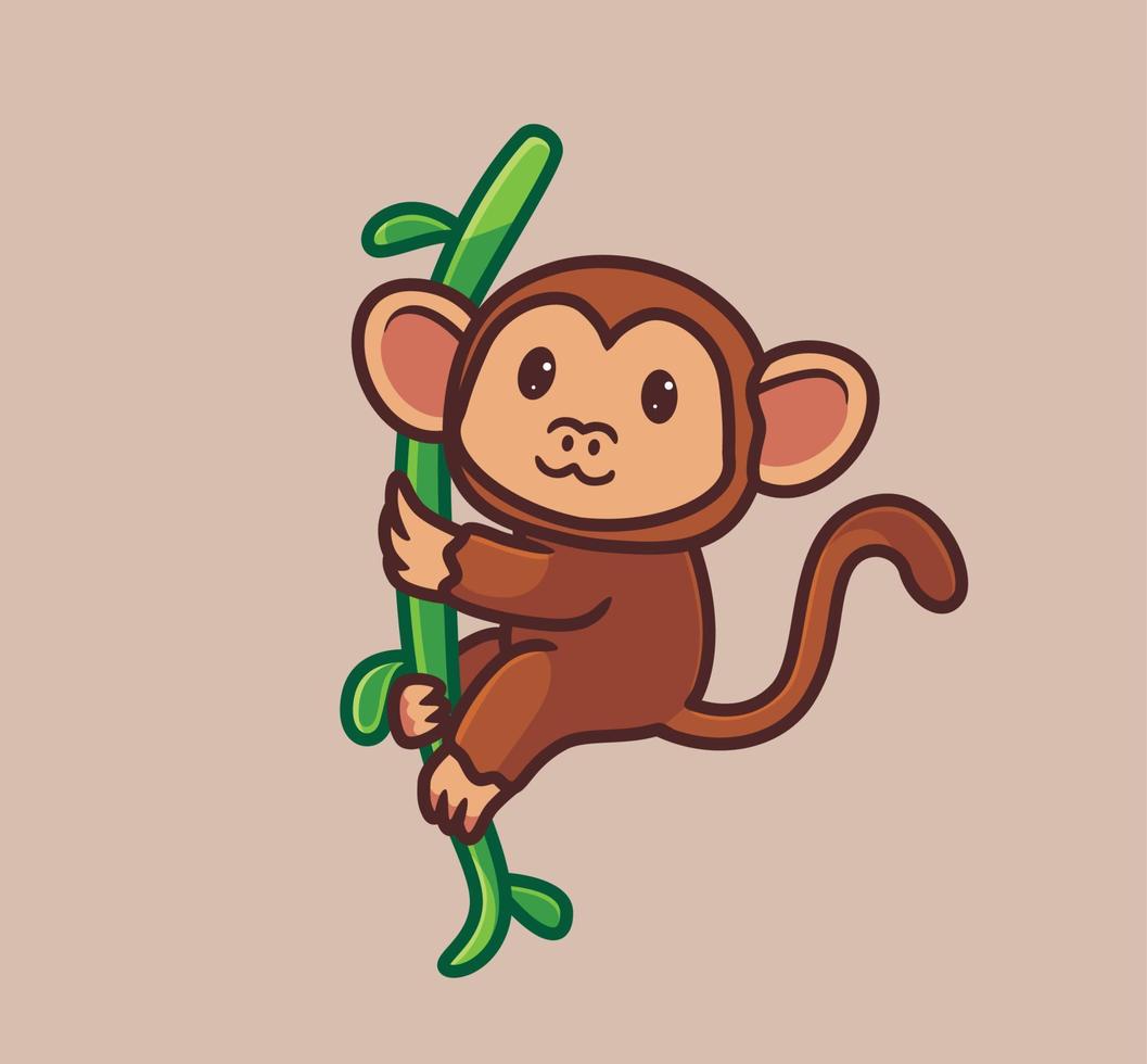 cute monkey lying on branches. isolated cartoon animal nature illustration. Flat Style suitable for Sticker Icon Design Premium Logo vector. Mascot Character vector