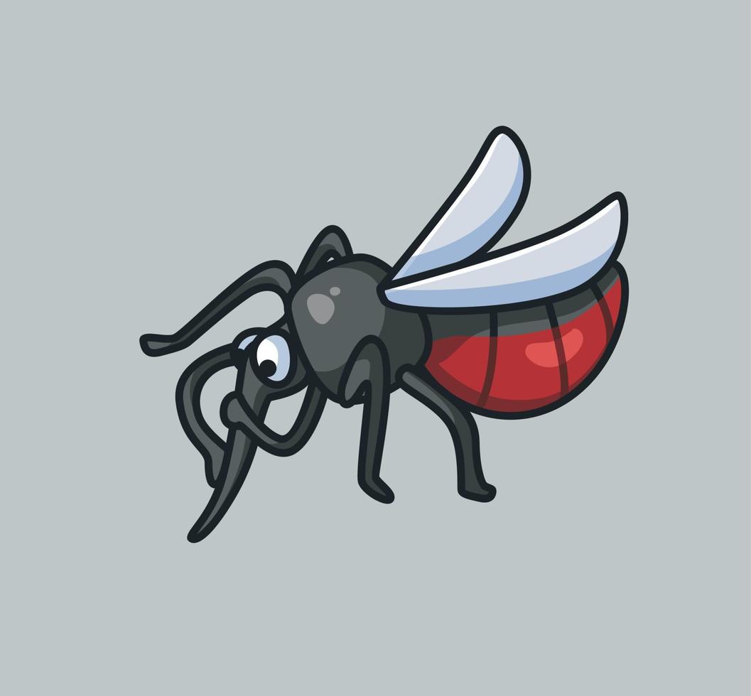 lindo mosquito comiendo sangre. ilustración de naturaleza animal de dibujos animados aislados. estilo plano adecuado para el vector de logotipo premium de diseño de icono de etiqueta. personaje mascota