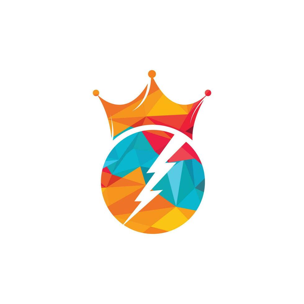 diseño de logotipo vectorial de perno rey. concepto de logotipo de la corona de trueno. vector