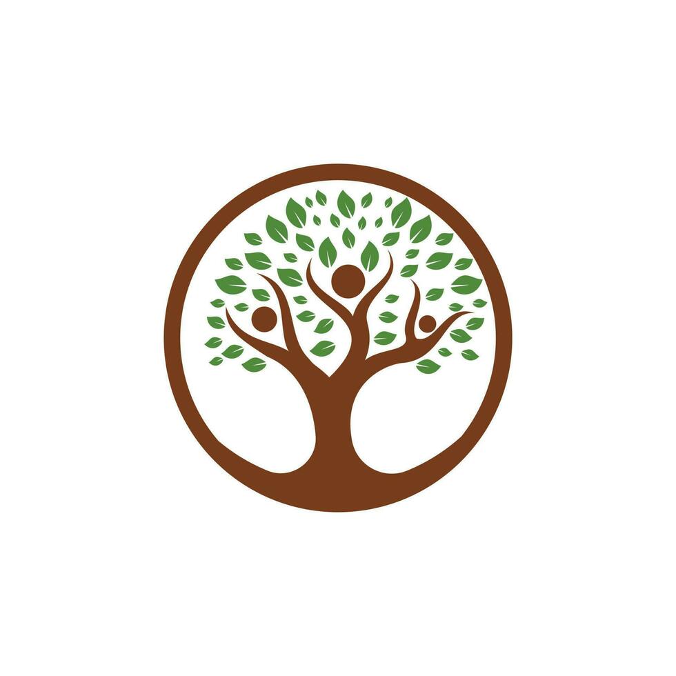 Creative People Tree Concept Logo Design Template. vector