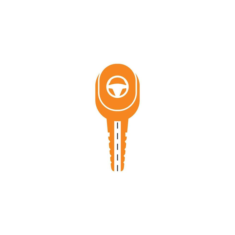 Driving school logo design. Car key with road and steering wheel icon. vector