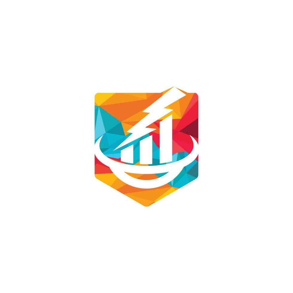 Business finance logo with concept of thunderstorm. vector