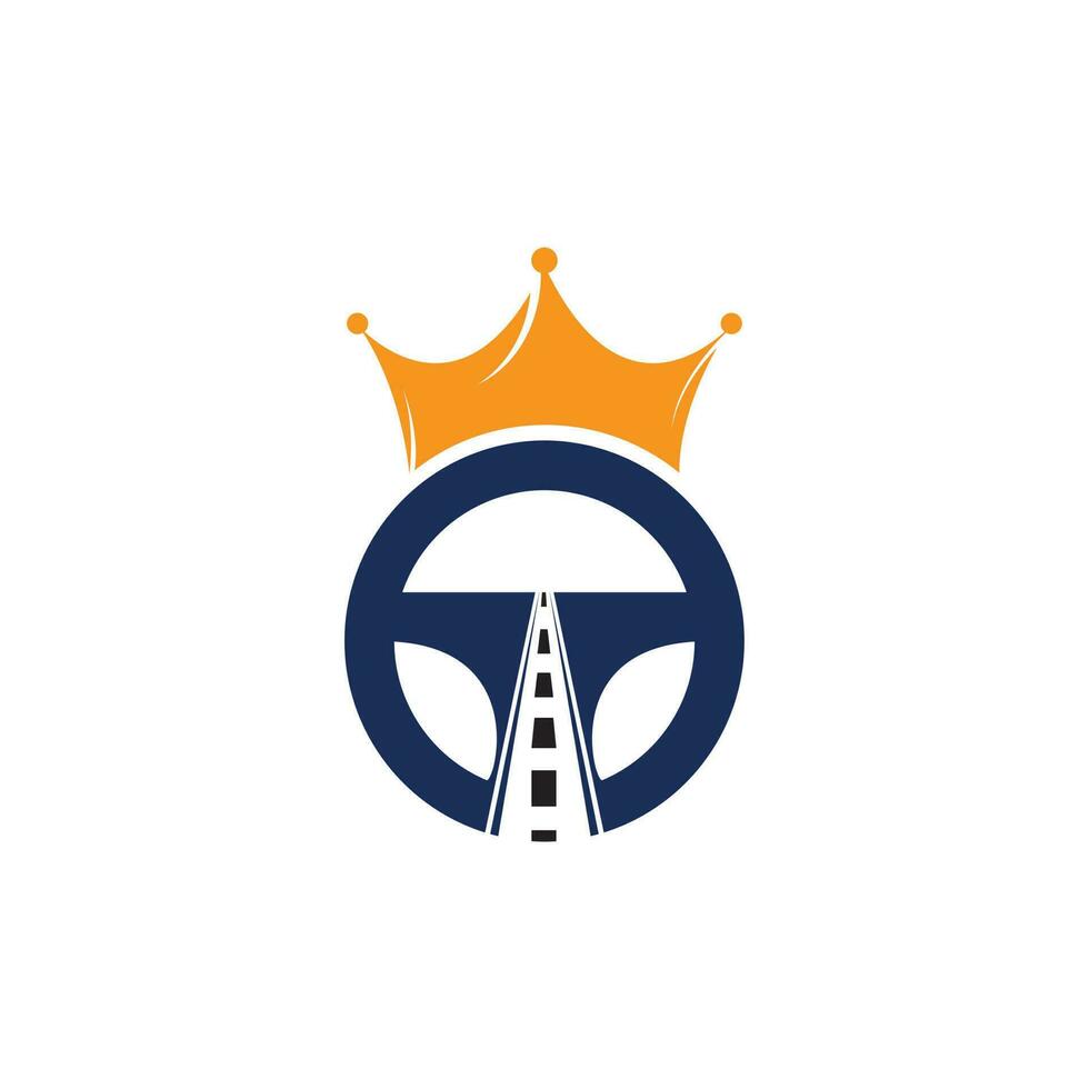 diseño del logotipo del vector del rey de la unidad. dirección con icono de carretera y corona.