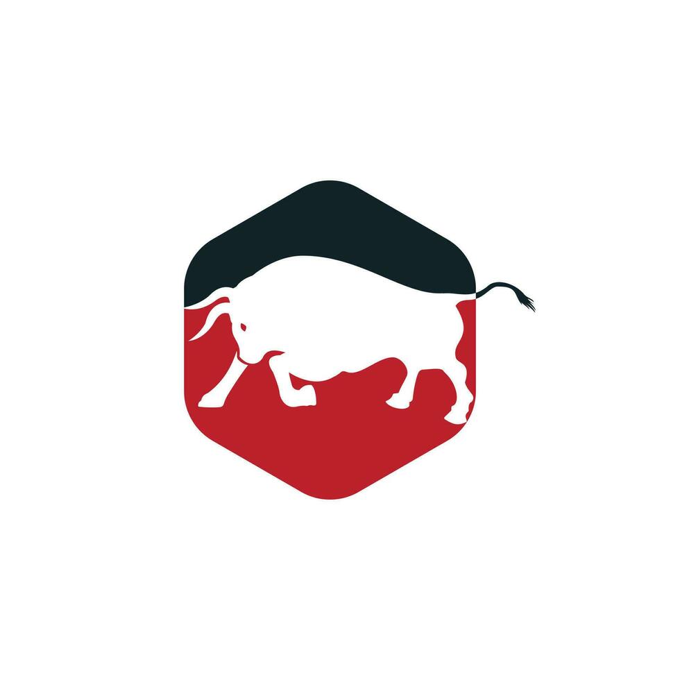 Bull vector logo design. Simple animal vector logo design template.