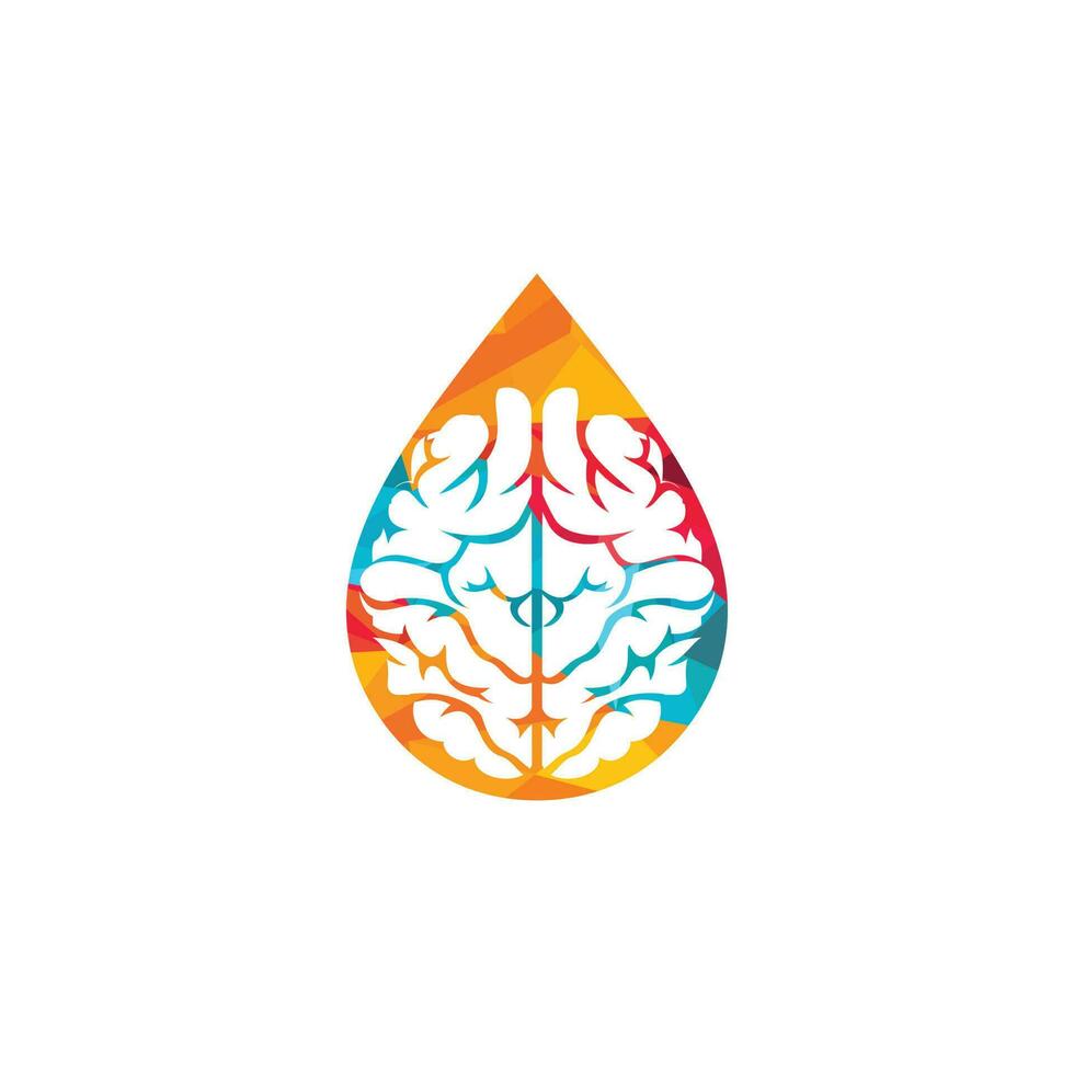 diseño de icono de vector de plantilla de logotipo de cerebro de gota