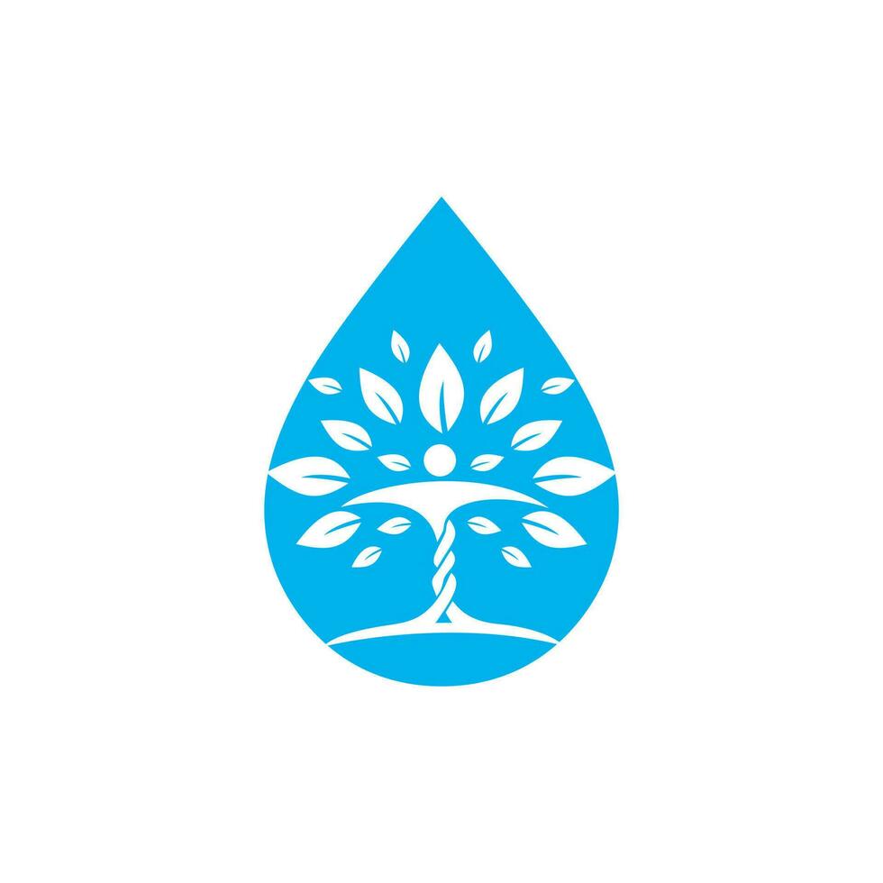 Water drop with human tree icon vector logo design. Nature plant water spring logo water drop natural design vector.
