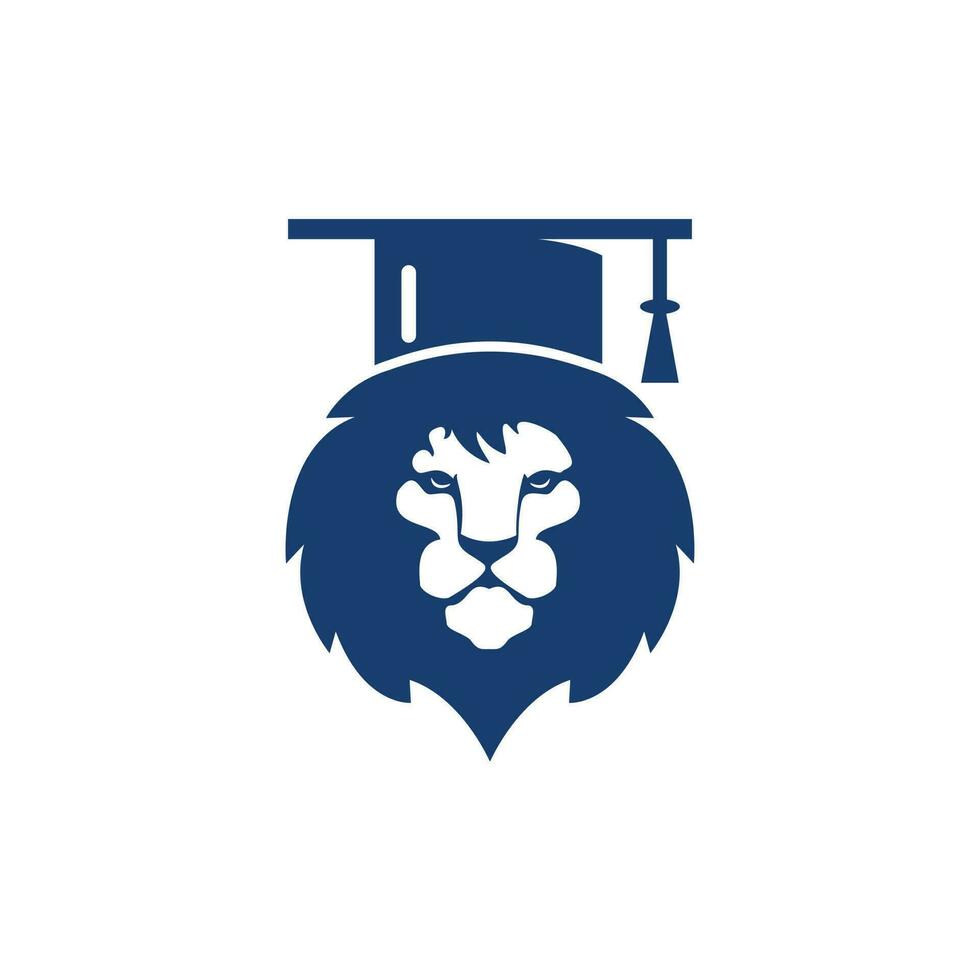 Lion Student vector logo design. Lion academy logo concept.