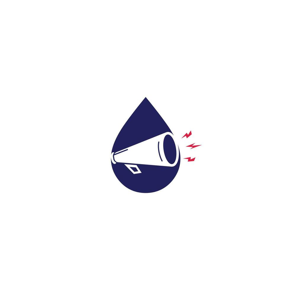 Megaphone and water drop logo design. vector