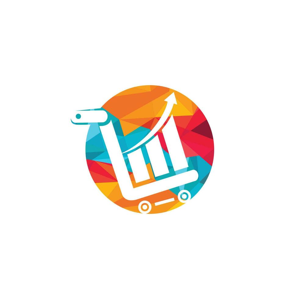 Business and Stock market logo design. Vector illustration of the bar diagram inside the shopping cart.