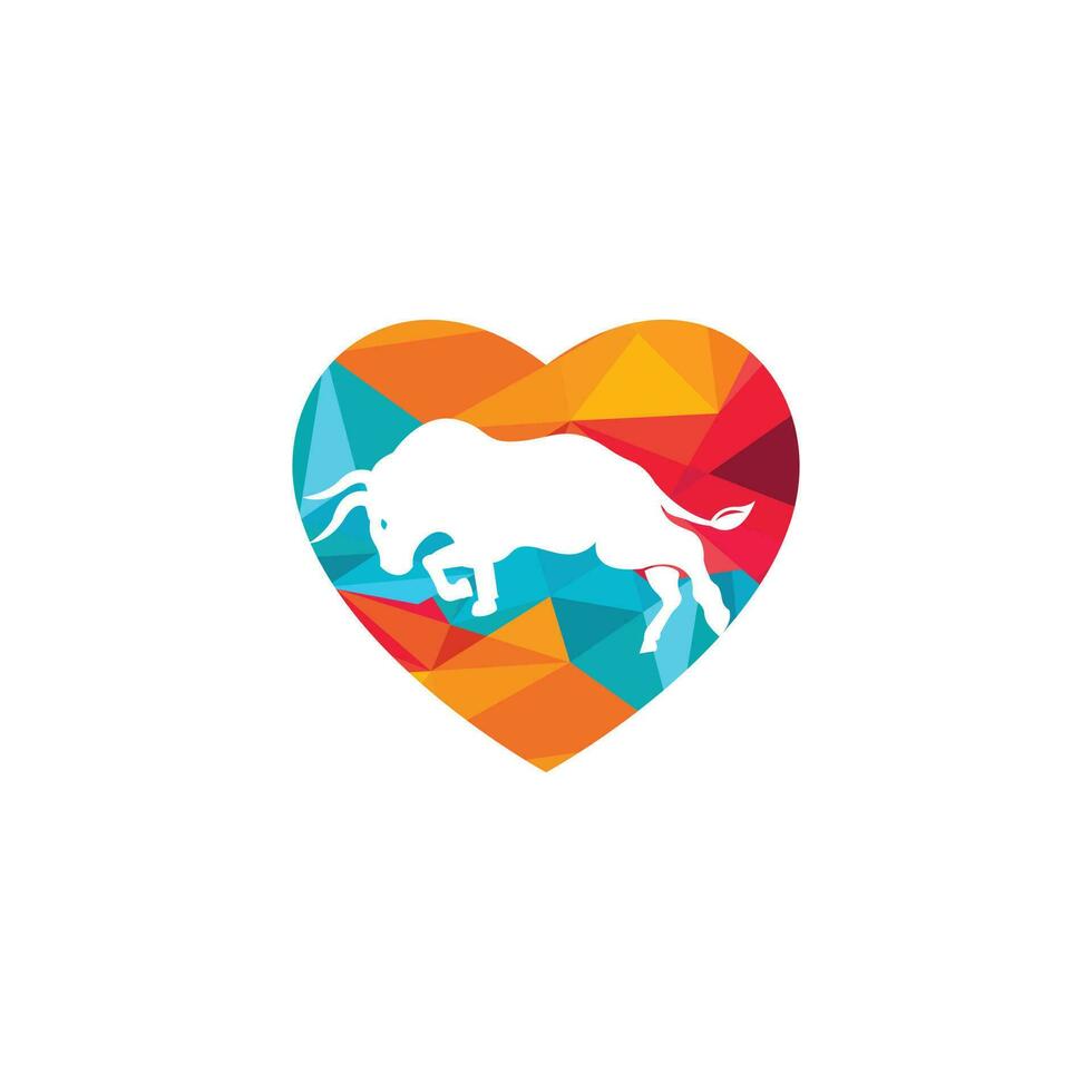 diseño de logotipo vectorial en forma de corazón de toro. vector