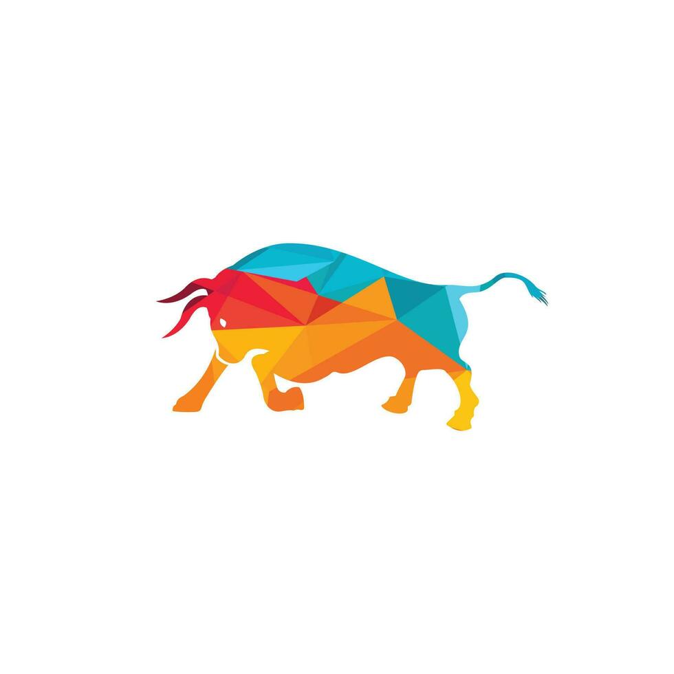 Bull vector logo design. Simple animal vector logo design template.
