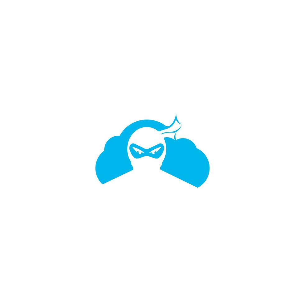 Ninja cloud sky vector logo design.