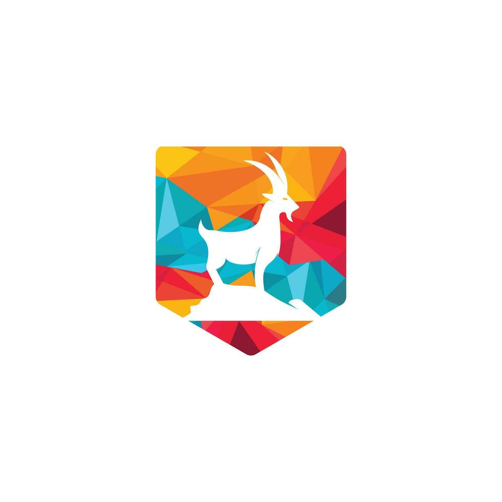 Goat Simple Logo Template Design. Mountain goat vector logo design.