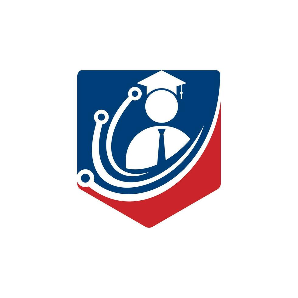 Education tech vector logo design. Digital school logo concept.
