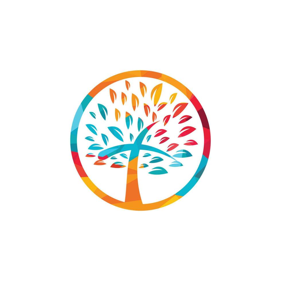 Tree religious cross symbol icon vector design.