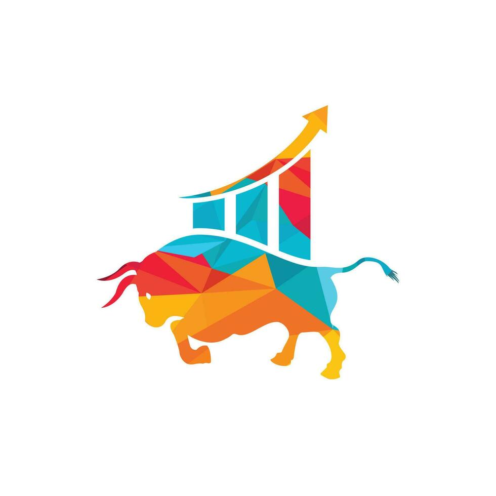 diseño del logo del toro financiero. gráfico de toros comerciales, logotipo de finanzas. icono del logotipo de la productividad empresarial de la barra del gráfico de finanzas económicas. vector