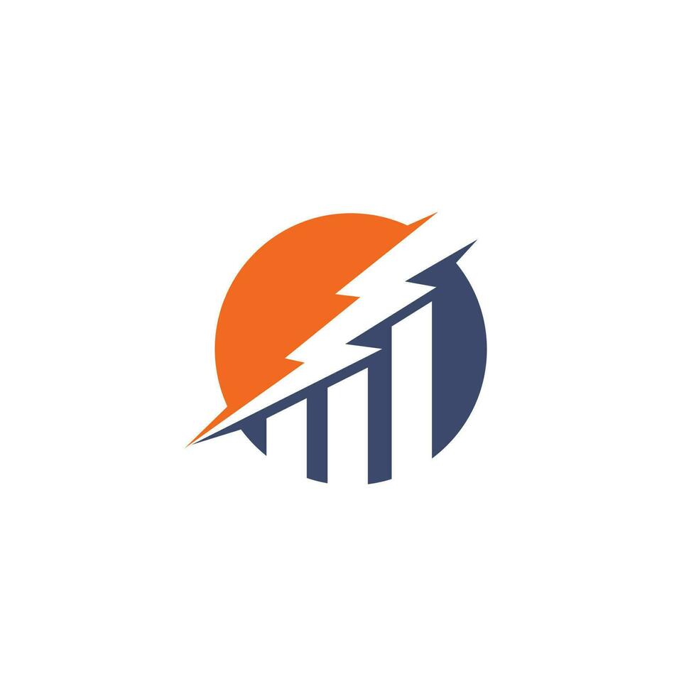 Business finance logo with concept of thunderstorm. vector