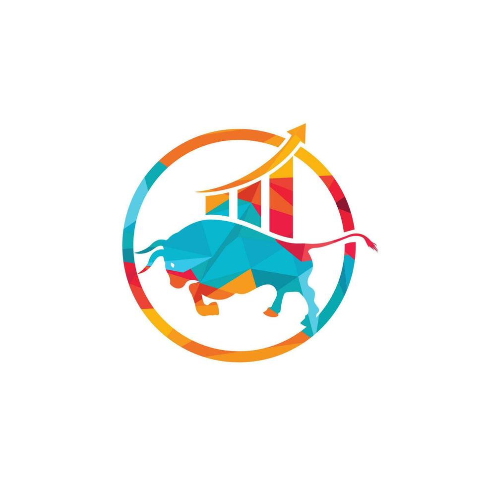 diseño del logo del toro financiero. gráfico de toros comerciales, logotipo de finanzas. icono del logotipo de la productividad empresarial de la barra del gráfico de finanzas económicas. vector