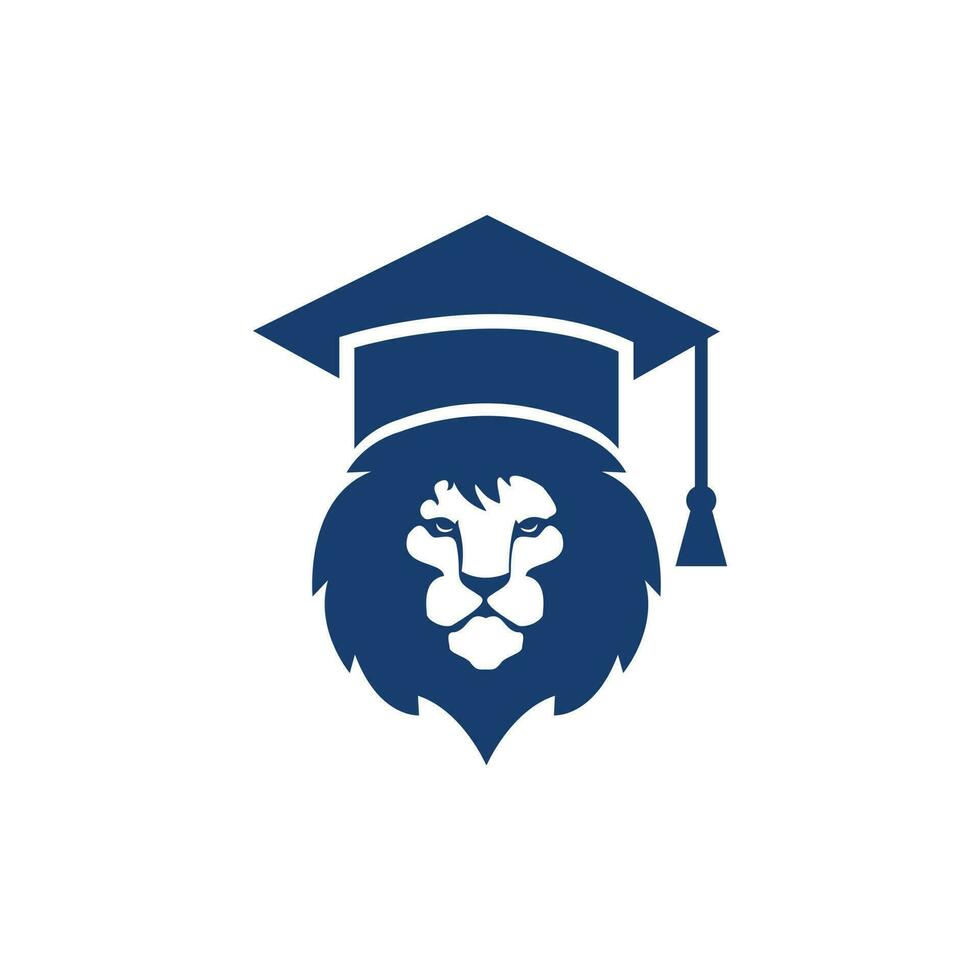 Lion Student vector logo design. Lion academy logo concept.