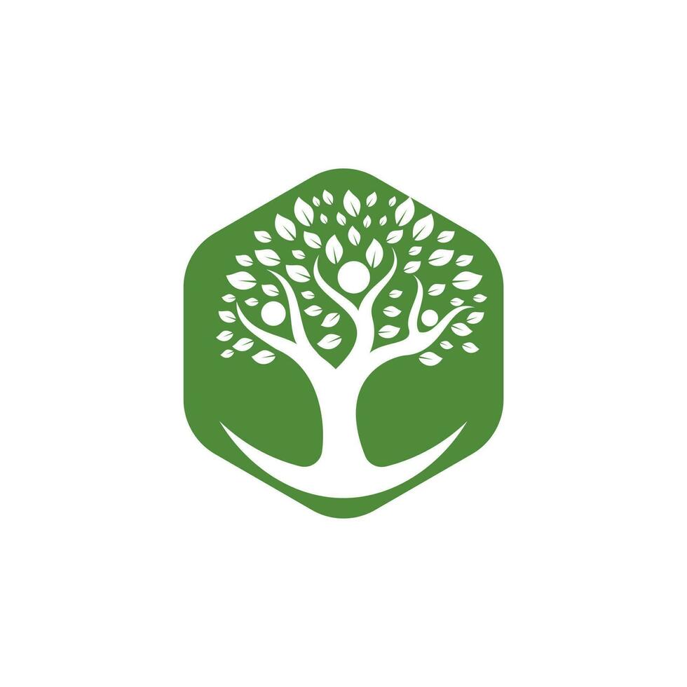 Creative People Tree Concept Logo Design Template. vector