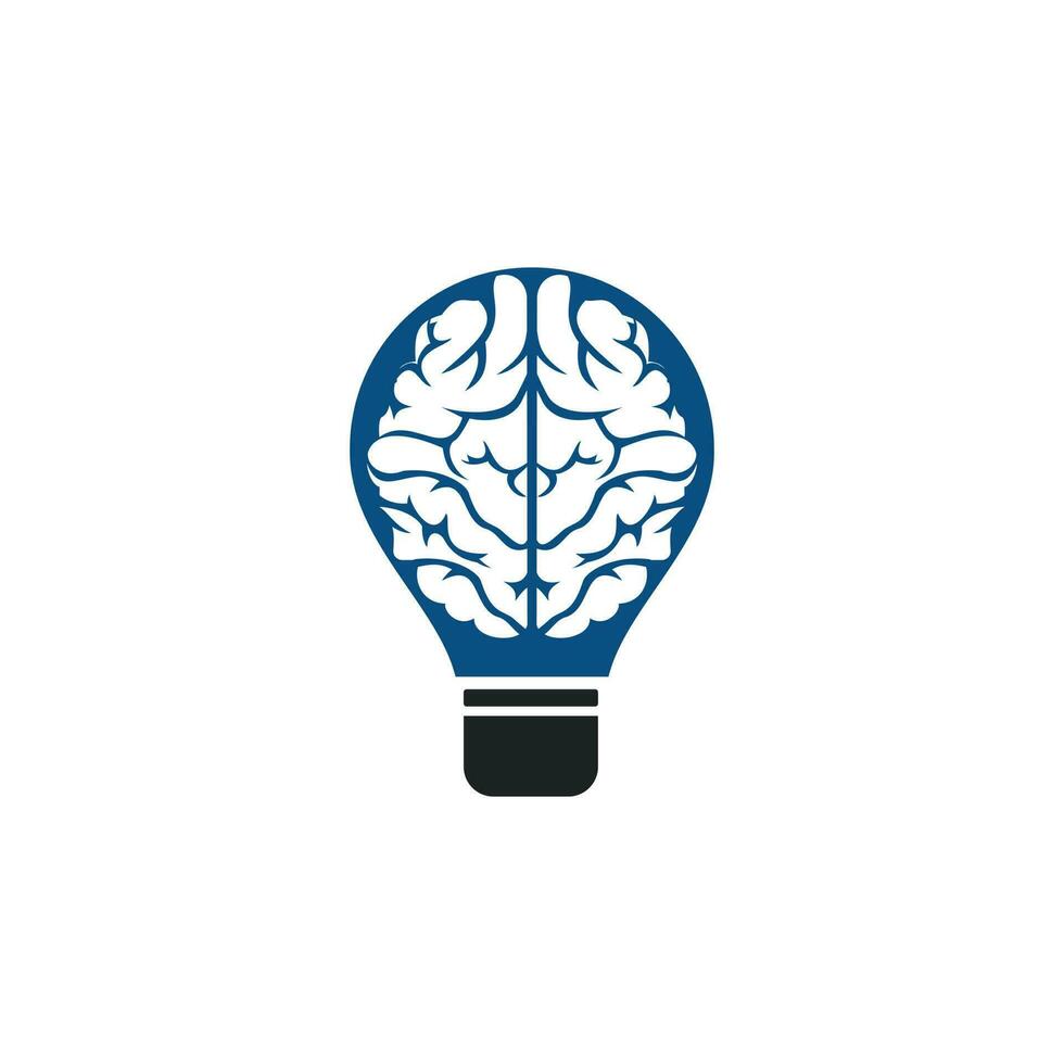 diseño de logotipo de bulbo y cerebro. icono de vector de cerebro de idea de bombilla creativa.