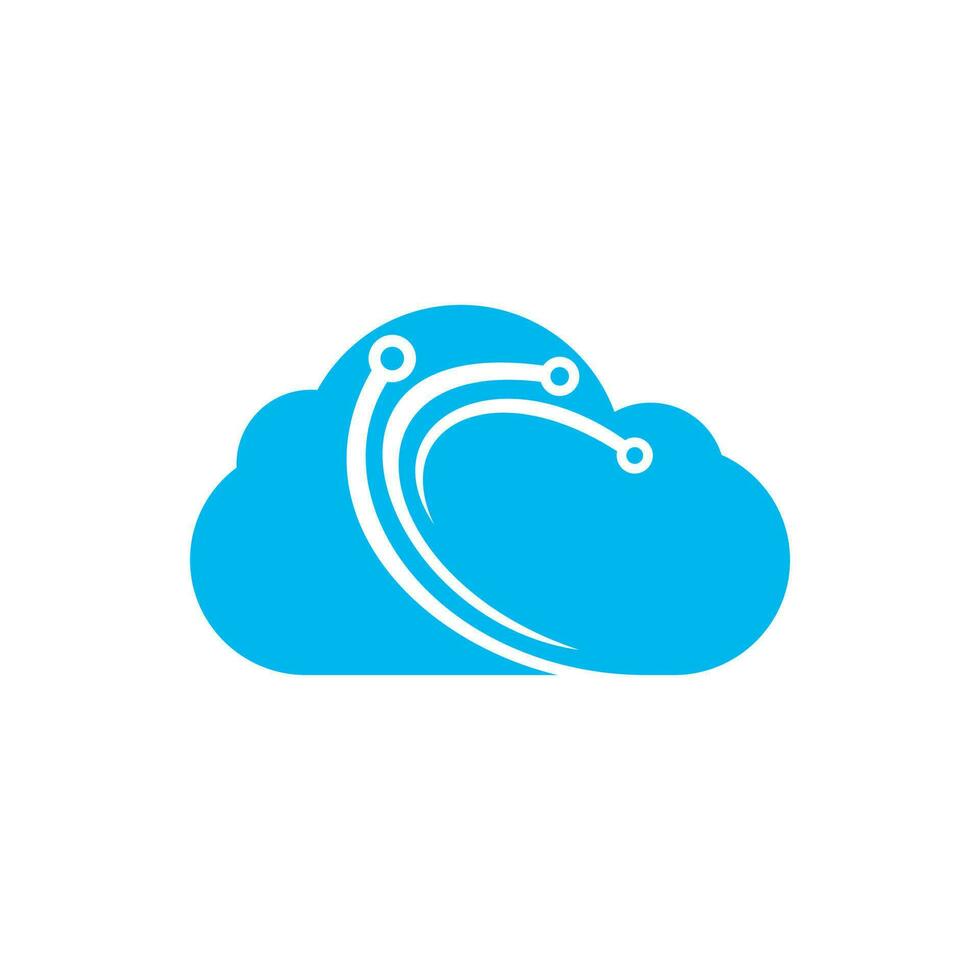 Digital cloud vector logo design. Blue cloud vector logo network connection creative vector logo.