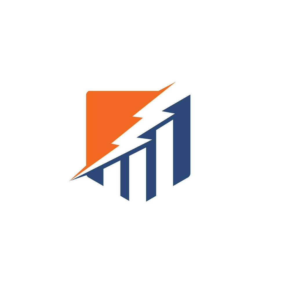 Business finance logo with concept of thunderstorm. vector