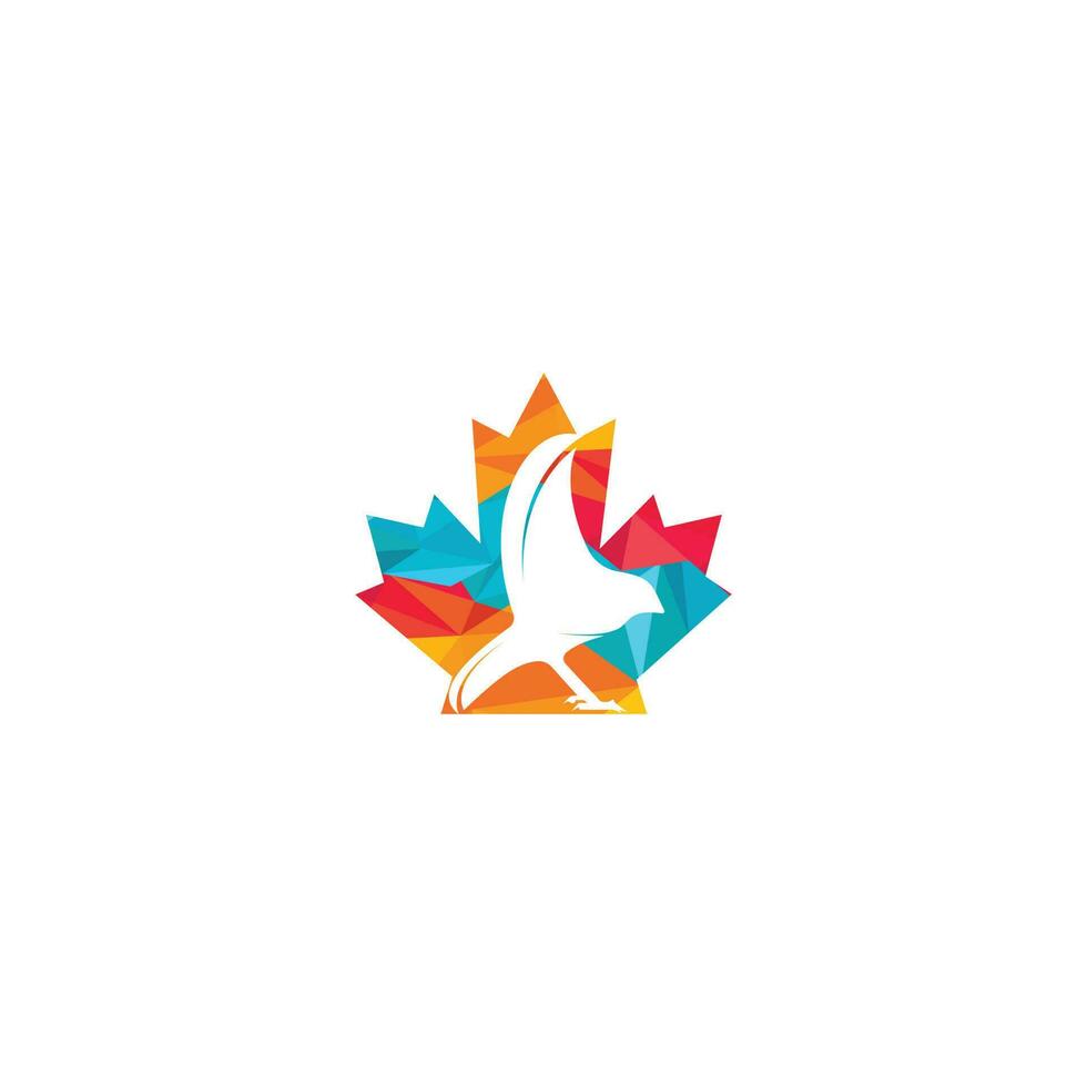 Bird with maple leaf vector logo design.