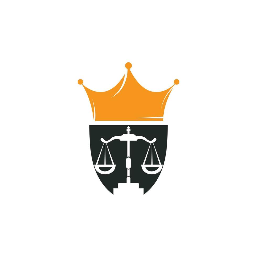 diseño del logotipo vectorial de la ley del rey. concepto de logotipo de abogado de derecho. vector