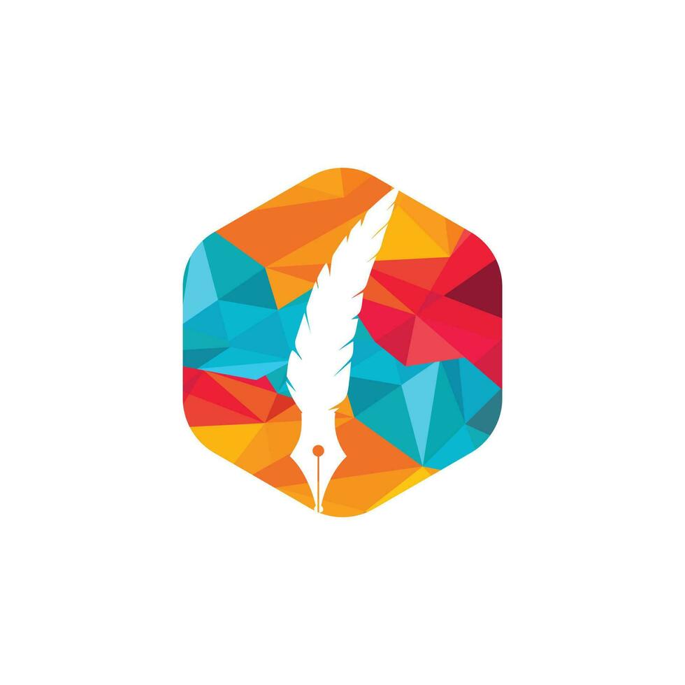 diseño del logotipo de la pluma de pluma. derecho legal abogado redactor escritor estacionario logotipo concepto icono vector