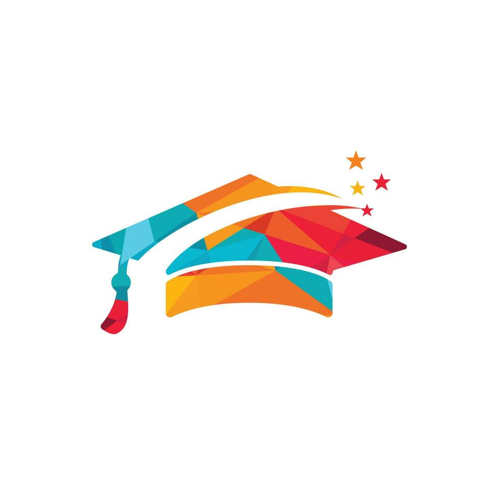 Diseño de símbolo de logotipo de estrella de graduado de gorra de éxito. plantilla de vector de logotipo de educación.