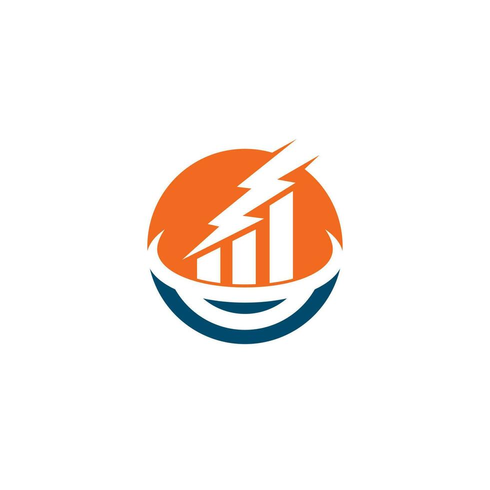 Business finance logo with concept of thunderstorm. vector