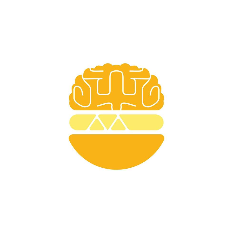 plantilla de diseño de logotipo de vector de cerebro de hamburguesa. diseño del logotipo de la cafetería de comida rápida.