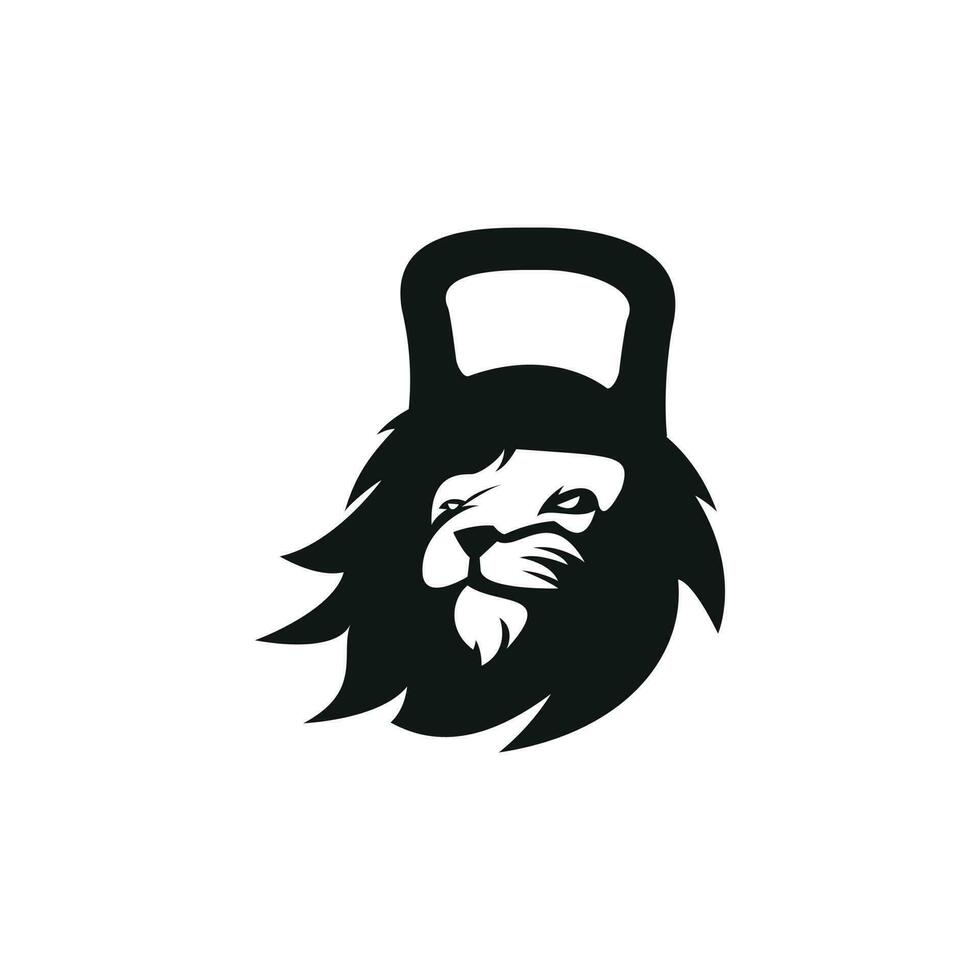 Gym lion logo template design. Fitness gym badge illustration. vector