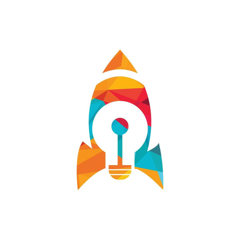 Rocket bulb vector log design. Rocket launching bulb Light bulb logo design.