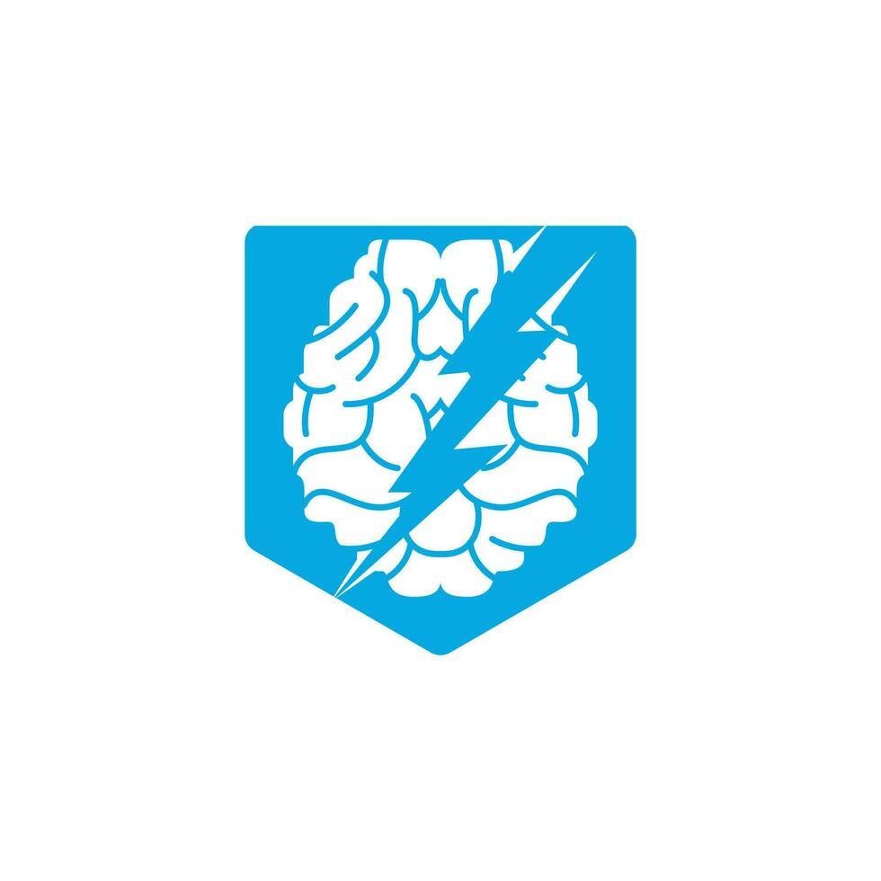 Thunder brain vector logo design. Brain power with electric logo design template.
