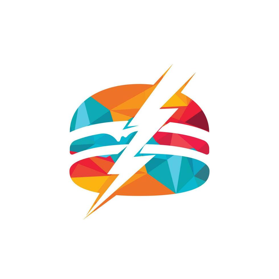 diseño de logotipo de vector de hamburguesa flash. logotipo de icono de hamburguesa y tormenta.