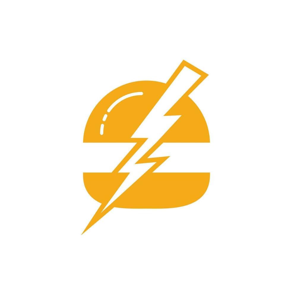 Flash burger vector logo design. Burger and thunderstorm icon logo.