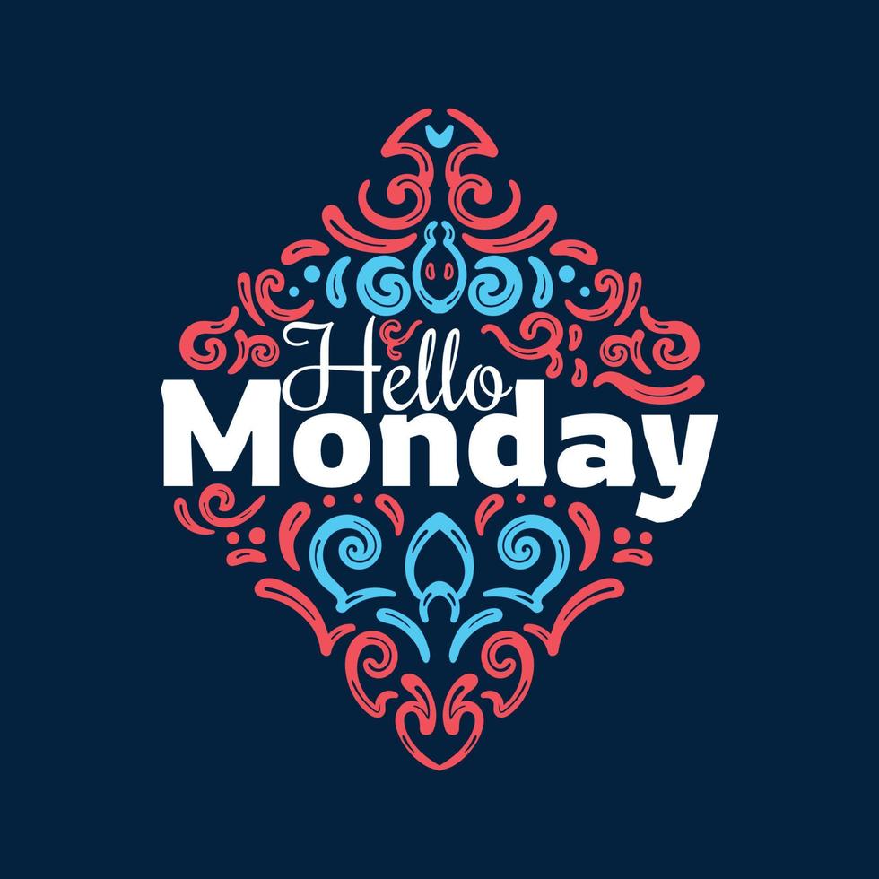 Hello Monday Hand Lettering vector design