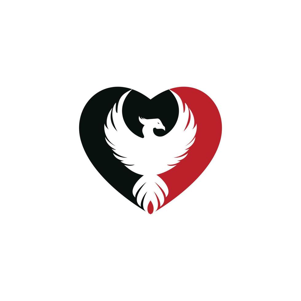 diseño del logotipo del corazón de fénix. mejor diseño de logotipo de ave fénix. vector
