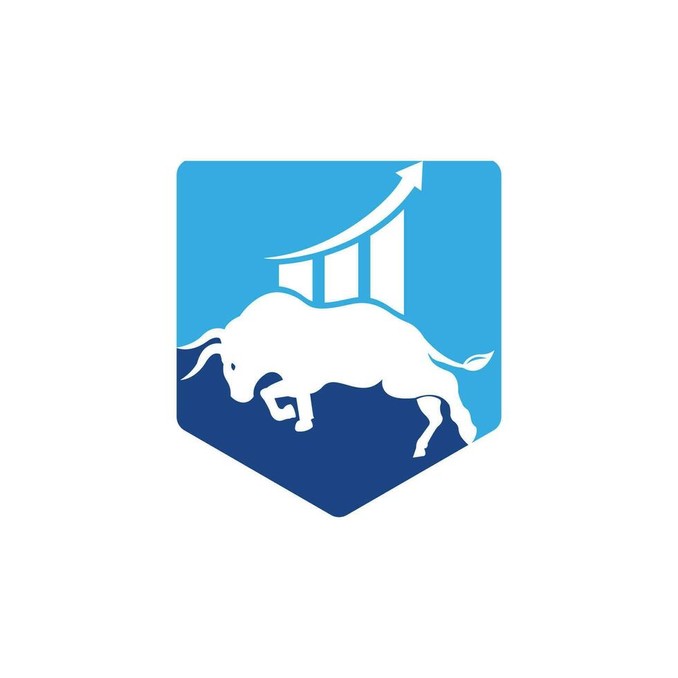 diseño del logo del toro financiero. gráfico de toros comerciales, logotipo de finanzas. icono del logotipo de la productividad empresarial de la barra del gráfico de finanzas económicas. vector