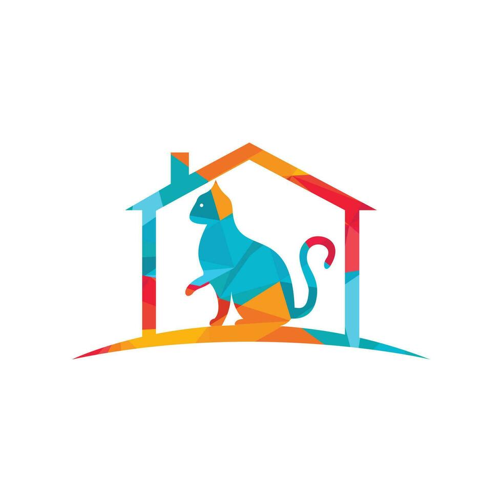 diseño del logotipo del vector de la casa del gato.
