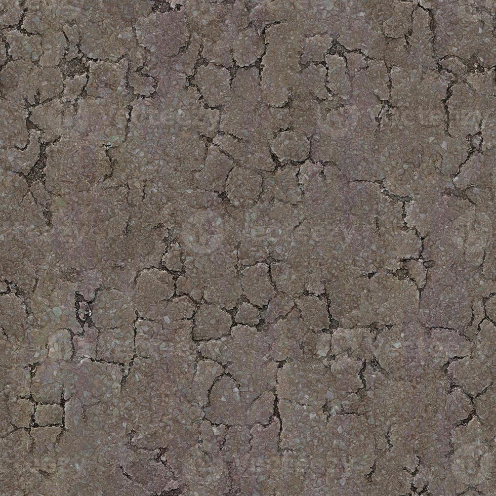 Realistic cracked tarmac ground with gravel stones rendered seamless texture background image photo
