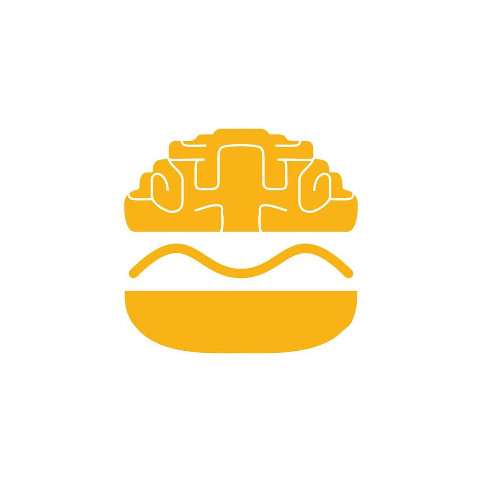 Burger Brain Vector Logo Design Template. Fast Food Cafe Logo Design.