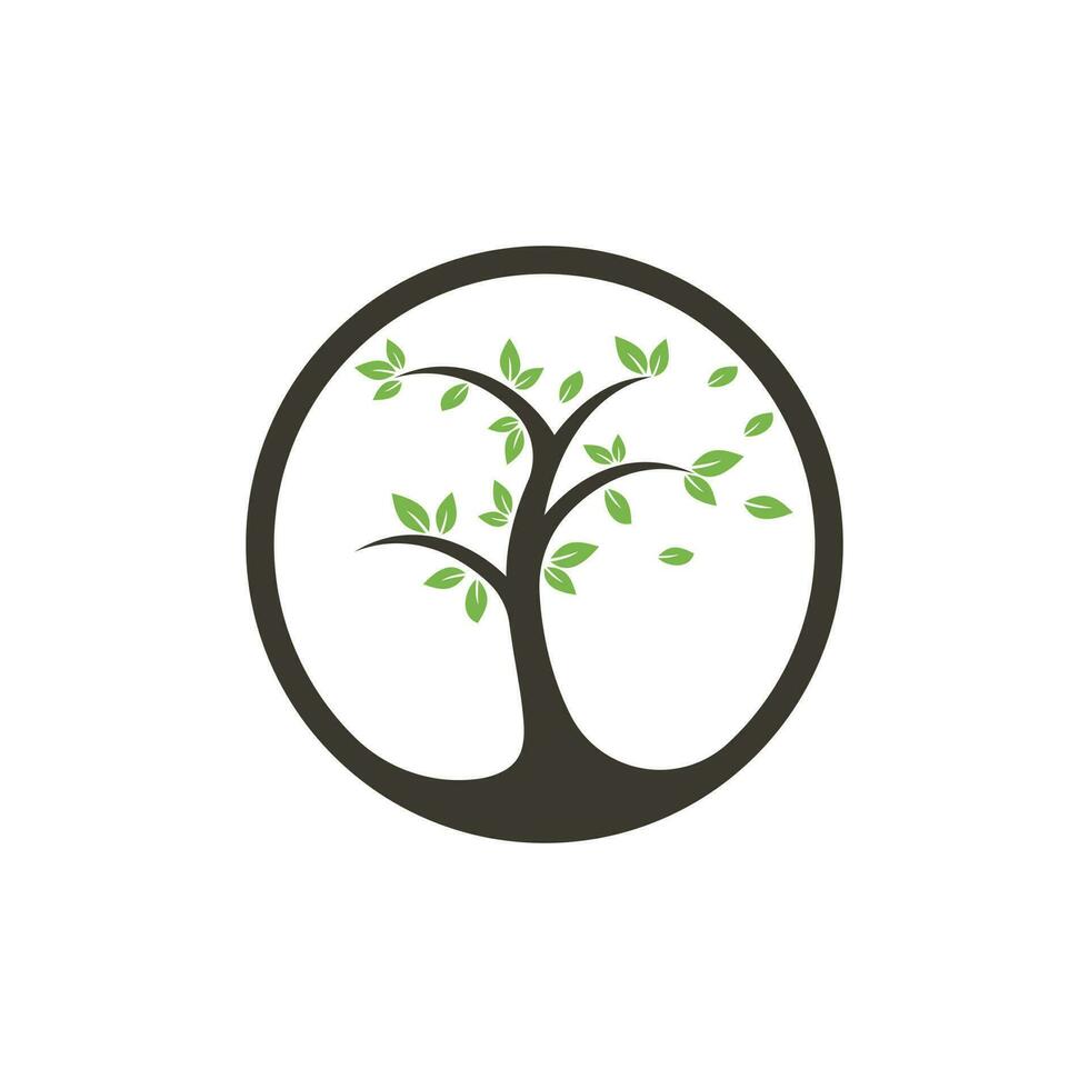 Tree logo design. Minimalist green tree logo symbol. vector